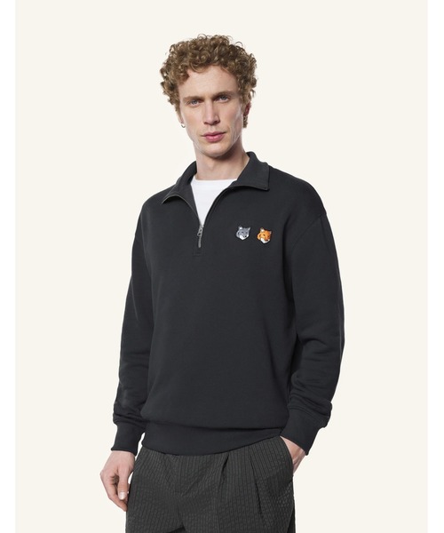 Maison Kitsune(メゾンキツネ)の「DOUBLE FOX HEAD HALF ZIP COMFORT SWEATSHIRT(スウェット・メンズ・ブラック・XS/XL/S/M/L)」の1枚目の写真