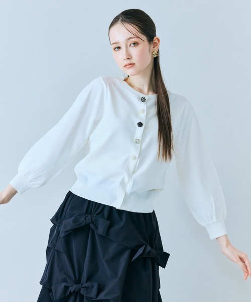 Audie a Muses(オーディアミューズ)の「ビジューボタンカーディガン(カーディガン/ボレロ・レディース・ブラック/オフホワイト・38/42)」の15枚目の写真