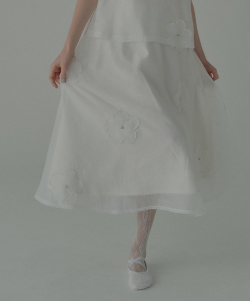 HONEY MI HONEY（ハニーミーハニー）の「flower organdie flare skirt（スカート・レディース・ピンク/ホワイト/ブラック・FREE）」の2枚目の写真