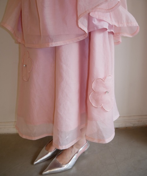 HONEY MI HONEY（ハニーミーハニー）の「flower organdie flare skirt（スカート・レディース・ピンク/ホワイト/ブラック・FREE）」の3枚目の写真