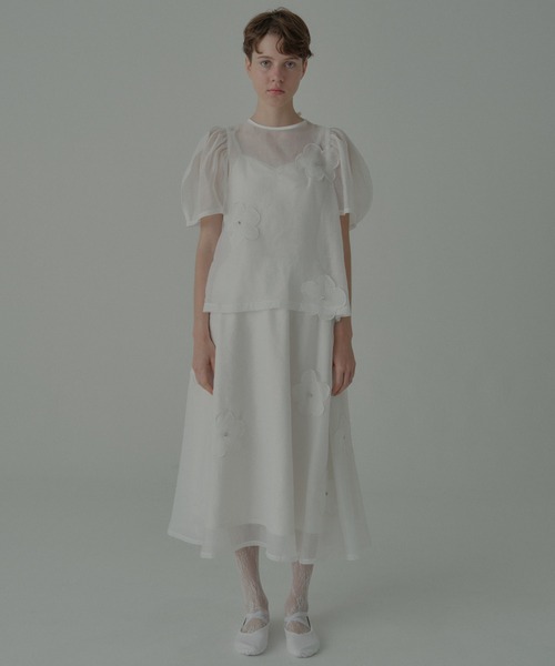 HONEY MI HONEY（ハニーミーハニー）の「flower organdie flare skirt（スカート・レディース・ピンク/ホワイト/ブラック・FREE）」の5枚目の写真