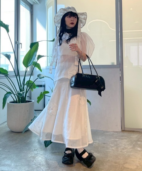 HONEY MI HONEY（ハニーミーハニー）の「flower organdie flare skirt（スカート・レディース・ピンク/ホワイト/ブラック・FREE）」の8枚目の写真