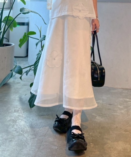 HONEY MI HONEY（ハニーミーハニー）の「flower organdie flare skirt（スカート・レディース・ピンク/ホワイト/ブラック・FREE）」の10枚目の写真