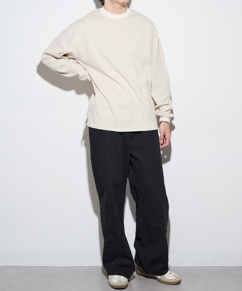 Healthknit（ヘルスニット）の「【Healthknit】26SS Nallow Border Jersey Side Slit Crewneck L/S 51054（Tシャツ/カットソー・メンズ・ブラック系1/アイボリー系1/アイボリー系2・XL/L/M）」の13枚目の写真
