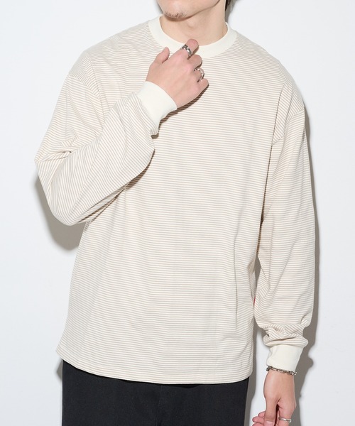Healthknit（ヘルスニット）の「【Healthknit】26SS Nallow Border Jersey Side Slit Crewneck L/S 51054（Tシャツ/カットソー・メンズ・ブラック系1/アイボリー系1/アイボリー系2・XL/L/M）」の5枚目の写真