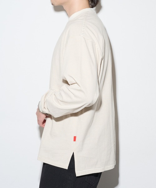 Healthknit（ヘルスニット）の「【Healthknit】26SS Nallow Border Jersey Side Slit Crewneck L/S 51054（Tシャツ/カットソー・メンズ・ブラック系1/アイボリー系1/アイボリー系2・XL/L/M）」の6枚目の写真