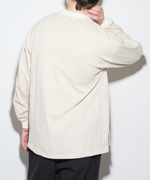 Healthknit（ヘルスニット）の「【Healthknit】26SS Nallow Border Jersey Side Slit Crewneck L/S 51054（Tシャツ/カットソー・メンズ・ブラック系1/アイボリー系1/アイボリー系2・XL/L/M）」の7枚目の写真