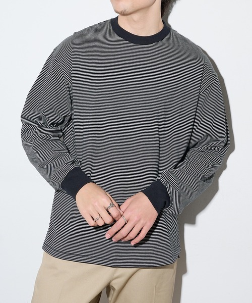 Healthknit（ヘルスニット）の「【Healthknit】26SS Nallow Border Jersey Side Slit Crewneck L/S 51054（Tシャツ/カットソー・メンズ・ブラック系1/アイボリー系1/アイボリー系2・XL/L/M）」の17枚目の写真
