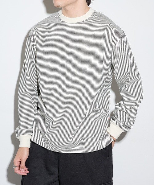 Healthknit（ヘルスニット）の「【Healthknit】26SS Nallow Border Jersey Side Slit Crewneck L/S 51054（Tシャツ/カットソー・メンズ・ブラック系1/アイボリー系1/アイボリー系2・XL/L/M）」の22枚目の写真