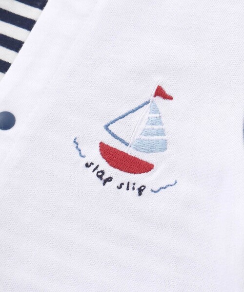 SLAP SLIP BABY（スラップスリップベビー）の「くじらクマ恐竜アニマルおしりモチーフボーダー切り替えロンパースベビー(60~80cm)（ロンパース・キッズ・ベージュ系その他/グリーン系その他/ブルー系その他2・60cm/80ｃｍ/70cm）」の10枚目の写真