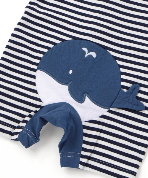 SLAP SLIP BABY（スラップスリップベビー）の「くじらクマ恐竜アニマルおしりモチーフボーダー切り替えロンパースベビー(60~80cm)（ロンパース・キッズ・ベージュ系その他/グリーン系その他/ブルー系その他2・60cm/80ｃｍ/70cm）」の12枚目の写真