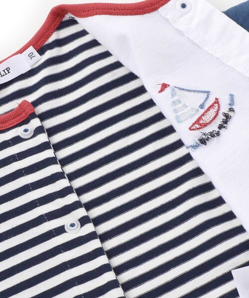 SLAP SLIP BABY（スラップスリップベビー）の「くじらクマ恐竜アニマルおしりモチーフボーダー切り替えロンパースベビー(60~80cm)（ロンパース・キッズ・ベージュ系その他/グリーン系その他/ブルー系その他2・60cm/80ｃｍ/70cm）」の15枚目の写真