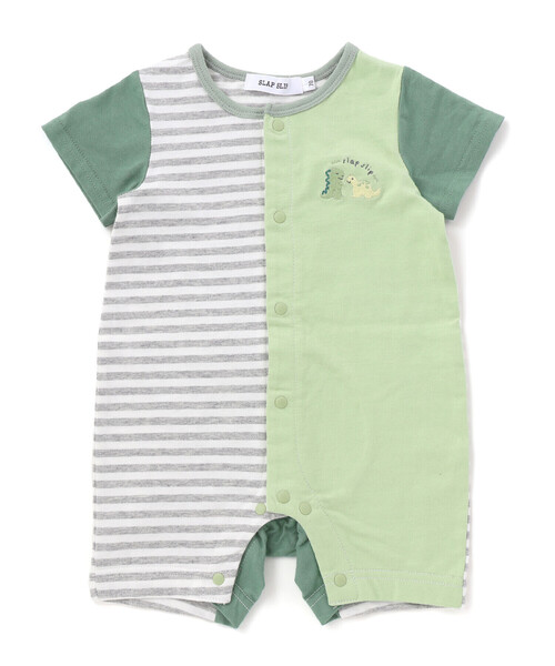 SLAP SLIP BABY（スラップスリップベビー）の「くじらクマ恐竜アニマルおしりモチーフボーダー切り替えロンパースベビー(60~80cm)（ロンパース・キッズ・ベージュ系その他/グリーン系その他/ブルー系その他2・60cm/80ｃｍ/70cm）」の17枚目の写真