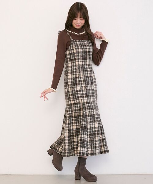 MAJESTIC LEGON(マジェスティックレゴン)の「チェックマーメイドキャミワンピース(ワンピース・レディース・ブラウン系その他2・MEDIUM)」の2枚目の写真