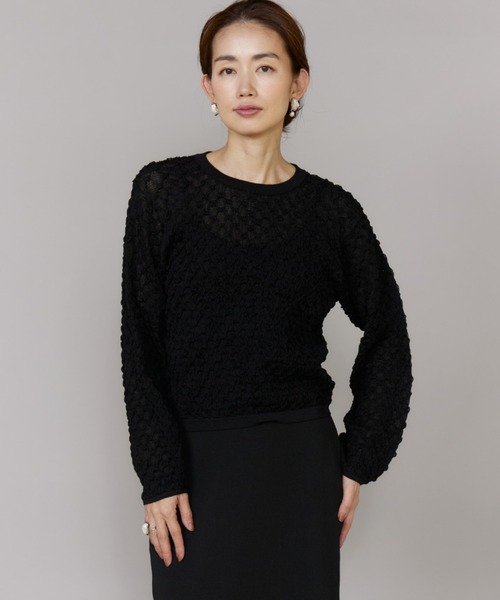 LE SOUK(ルスーク)の「ジャカードニットプルオーバー(ニット/セーター・レディース・グリーン系その他/ブラック・フリー)」の1枚目の写真