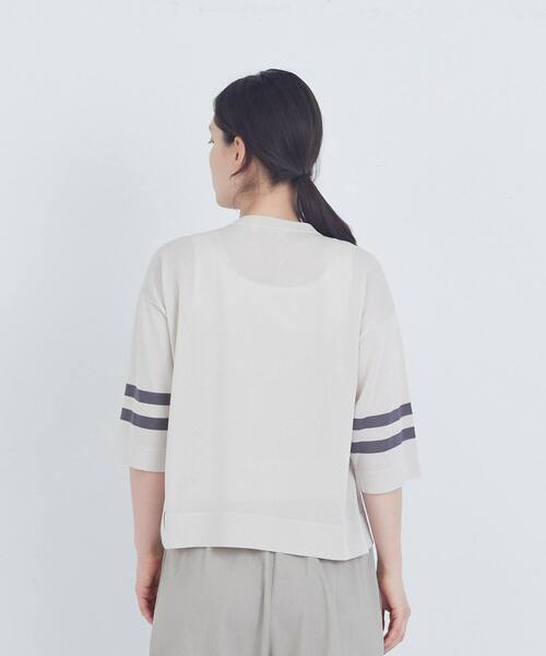 ADIEU TRISTESSE(アデュートリステス)の「ペーパーポリエステルライン入りニット(ニット/セーター・レディース・グレイッシュベージュ/ピンク/ネイビー・FREE)」の9枚目の写真