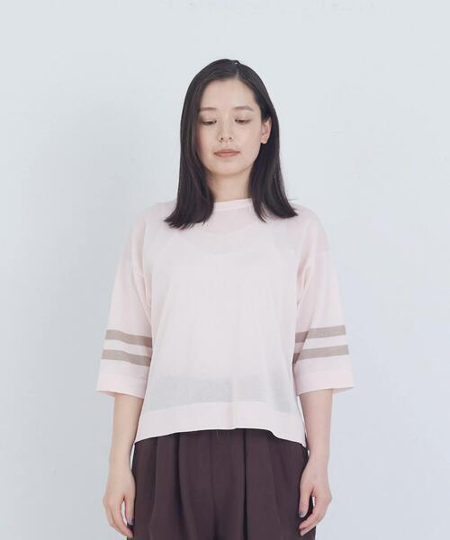 ADIEU TRISTESSE(アデュートリステス)の「ペーパーポリエステルライン入りニット(ニット/セーター・レディース・グレイッシュベージュ/ピンク/ネイビー・FREE)」の19枚目の写真