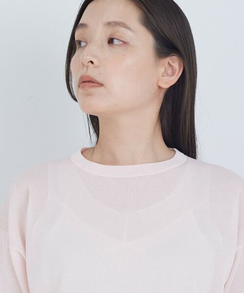 ADIEU TRISTESSE(アデュートリステス)の「ペーパーポリエステルライン入りニット(ニット/セーター・レディース・グレイッシュベージュ/ピンク/ネイビー・FREE)」の22枚目の写真
