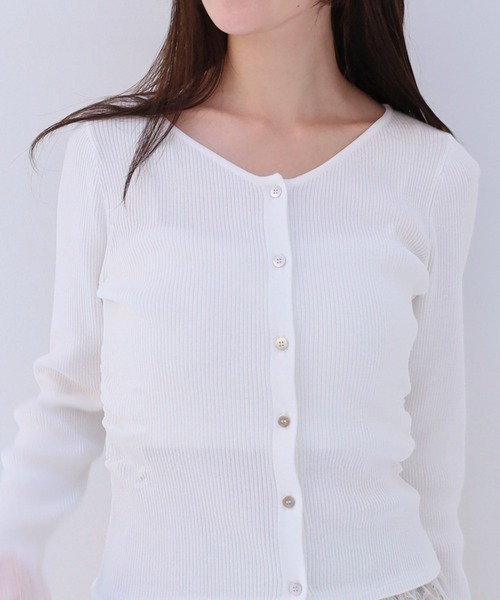 archives(アルシーヴ)の「レースドッキングギャザーニットカーディガン(カーディガン/ボレロ・レディース・ネイビー/オフホワイト/ブルー・MEDIUM)」の18枚目の写真