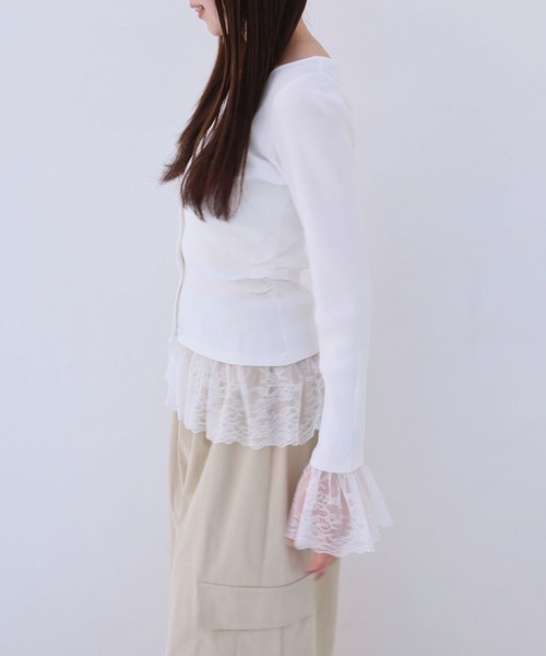 archives(アルシーヴ)の「レースドッキングギャザーニットカーディガン(カーディガン/ボレロ・レディース・ネイビー/オフホワイト/ブルー・MEDIUM)」の17枚目の写真