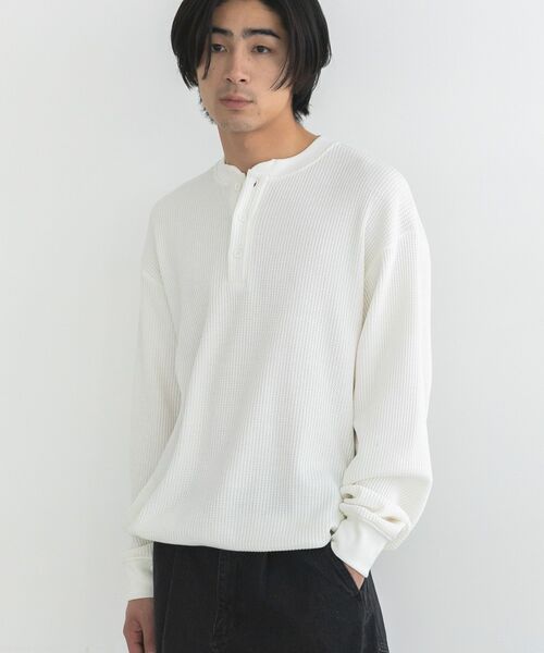 CRAFT STANDARD BOUTIQUE（クラフトスタンダードブティック）の「【抗菌防臭】ヘンリーネックサーマルロンT（Tシャツ/カットソー・メンズ・ホワイト/チャコールグレー/ブラック・M/L）」の2枚目の写真