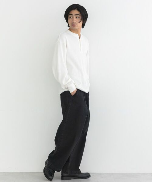 CRAFT STANDARD BOUTIQUE（クラフトスタンダードブティック）の「【抗菌防臭】ヘンリーネックサーマルロンT（Tシャツ/カットソー・メンズ・ホワイト/チャコールグレー/ブラック・M/L）」の6枚目の写真