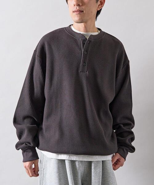 CRAFT STANDARD BOUTIQUE（クラフトスタンダードブティック）の「【抗菌防臭】ヘンリーネックサーマルロンT（Tシャツ/カットソー・メンズ・ホワイト/チャコールグレー/ブラック・M/L）」の9枚目の写真