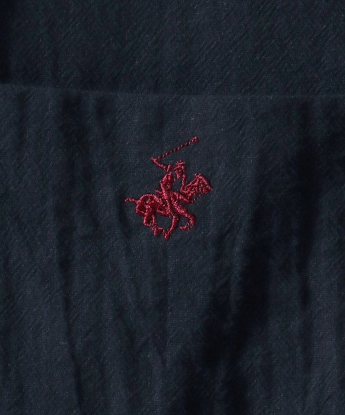 BEVERLY HILLS POLO CLUB(ビバリーヒルズポロクラブ)の「BEVERLY HILLS POLO CLUB/ビバリーヒルズポロクラブ ワンポイント刺繍 ビッグシルエット ハイツイストコットン 無地 チェック ストライプ レギュラーカラーシャツ 半袖シャツ レディース メンズ(シャツ/ブラウス・メンズ・オフホワイト/ブルー/ベージュ系その他2/ブルー系その他/スミクロ/ブラック系その他/ベージュ系その他・LL/M/L)」の22枚目の写真