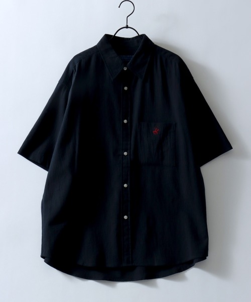 BEVERLY HILLS POLO CLUB(ビバリーヒルズポロクラブ)の「BEVERLY HILLS POLO CLUB/ビバリーヒルズポロクラブ ワンポイント刺繍 ビッグシルエット ハイツイストコットン 無地 チェック ストライプ レギュラーカラーシャツ 半袖シャツ レディース メンズ(シャツ/ブラウス・メンズ・オフホワイト/ブルー/ベージュ系その他2/ブルー系その他/スミクロ/ブラック系その他/ベージュ系その他・LL/M/L)」の9枚目の写真