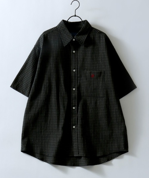 BEVERLY HILLS POLO CLUB(ビバリーヒルズポロクラブ)の「BEVERLY HILLS POLO CLUB/ビバリーヒルズポロクラブ ワンポイント刺繍 ビッグシルエット ハイツイストコットン 無地 チェック ストライプ レギュラーカラーシャツ 半袖シャツ レディース メンズ(シャツ/ブラウス・メンズ・オフホワイト/ブルー/ベージュ系その他2/ブルー系その他/スミクロ/ブラック系その他/ベージュ系その他・LL/M/L)」の11枚目の写真