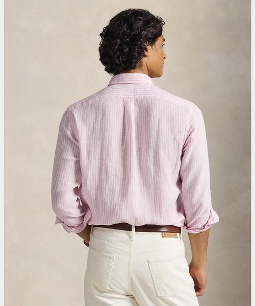 POLO RALPH LAUREN(ポロ ラルフ ローレン)の「クラシック フィット ストライプド リネン シャツ(シャツ/ブラウス・メンズ・ピンク・M/L/XL/XS/S)」の4枚目の写真
