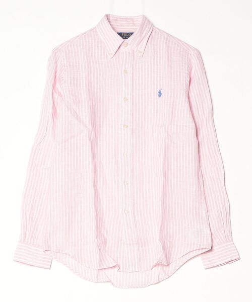 POLO RALPH LAUREN(ポロ ラルフ ローレン)の「クラシック フィット ストライプド リネン シャツ(シャツ/ブラウス・メンズ・ピンク・M/L/XL/XS/S)」の1枚目の写真