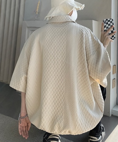 link lot(リンクロット)の「立体編みデザインビッグシルエットポロシャツ(ポロシャツ・メンズ・ホワイト/ブラック/アイボリー・L/M)」の20枚目の写真