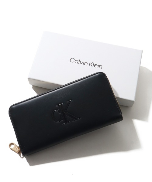  長財布 ブラック シンプル エンボスロゴ CKロゴ セール】【Calvin Klein/カルバンクライン】BOLD CK LONG ZIP AROUND