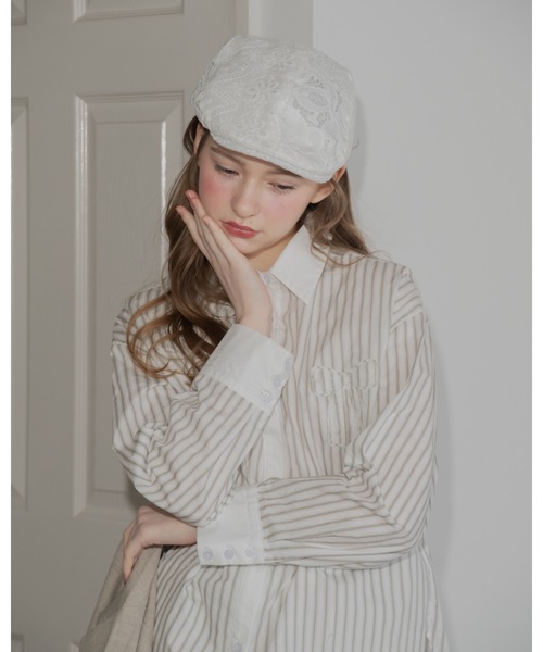 JUMELLE（ジュメロ）の「パッチワークレースハンチング（ハンチング/ベレー帽・レディース・ホワイト・FREE）」の5枚目の写真