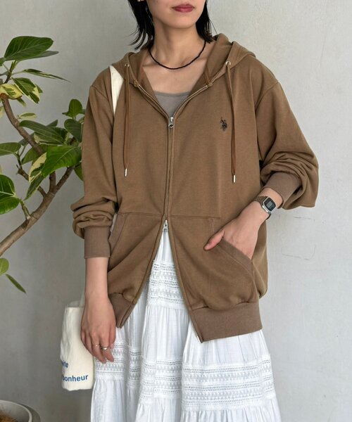 U.S. POLO ASSN.(ユーエスポロアッスン)の「【U.S. POLO ASSN.】裏毛パウダージップパーカー(パーカー・レディース・ブラック/ベージュ/ネイビー/グリーン・FREE)」の3枚目の写真