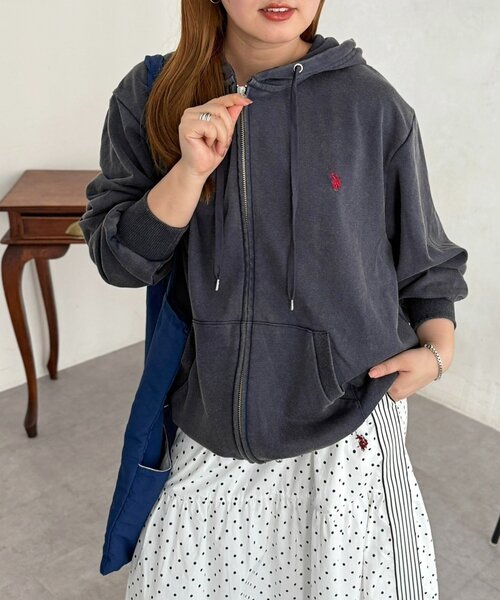 U.S. POLO ASSN.(ユーエスポロアッスン)の「【U.S. POLO ASSN.】裏毛パウダージップパーカー(パーカー・レディース・ブラック/ベージュ/ネイビー/グリーン・FREE)」の4枚目の写真