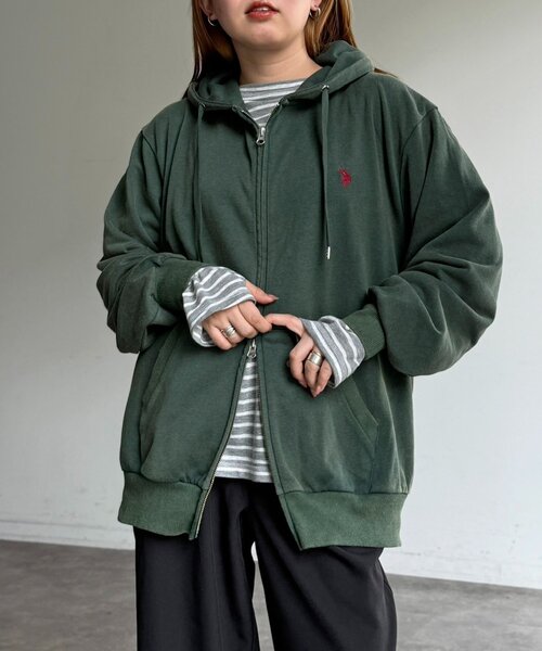 U.S. POLO ASSN.(ユーエスポロアッスン)の「【U.S. POLO ASSN.】裏毛パウダージップパーカー(パーカー・レディース・ブラック/ベージュ/ネイビー/グリーン・FREE)」の2枚目の写真