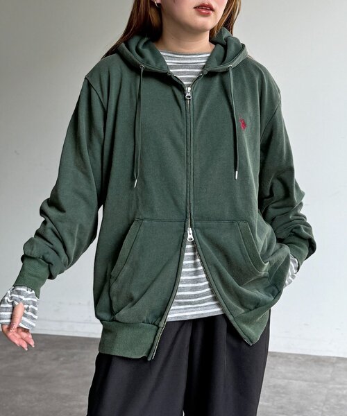 U.S. POLO ASSN.(ユーエスポロアッスン)の「【U.S. POLO ASSN.】裏毛パウダージップパーカー(パーカー・レディース・ブラック/ベージュ/ネイビー/グリーン・FREE)」の12枚目の写真