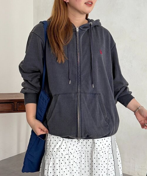 U.S. POLO ASSN.(ユーエスポロアッスン)の「【U.S. POLO ASSN.】裏毛パウダージップパーカー(パーカー・レディース・ブラック/ベージュ/ネイビー/グリーン・FREE)」の5枚目の写真