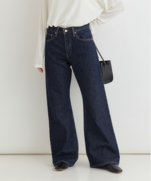 ロックリバイバル ブーツカット デニム 29 青 綿 美脚 休日 L Levi's】ミッディルーズブーツカット デニムパンツ (脚長効果 / ダーク