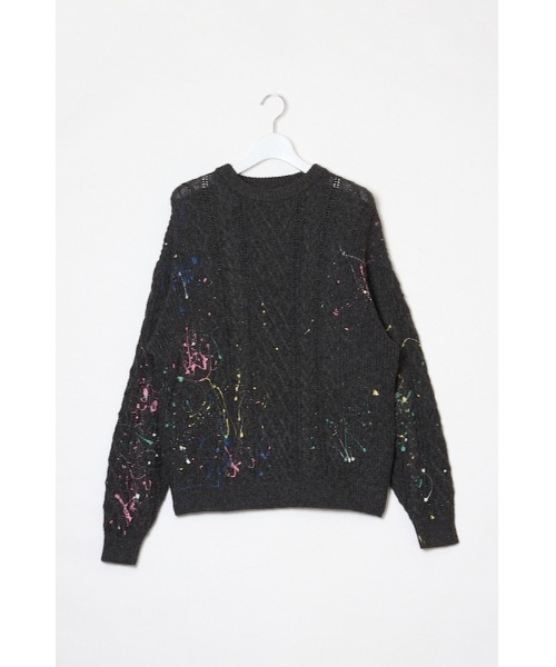 DISCOVERED（ディスカバード）の「DISCOVERED CABLE PAINT KNIT（ニット/セーター・メンズ・ベージュ/ブラック・3/1）」の2枚目の写真