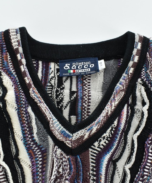 VINTAGE（ヴィンテージ）の「【USED】90’s DOMENIC SACCO コットンニット 3D編みセーター（ニット/セーター・メンズ・マルチ・LARGE）」の3枚目の写真
