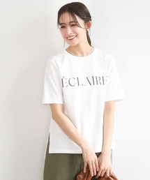 ニュアンス配色コットンロゴTシャツ/洗える