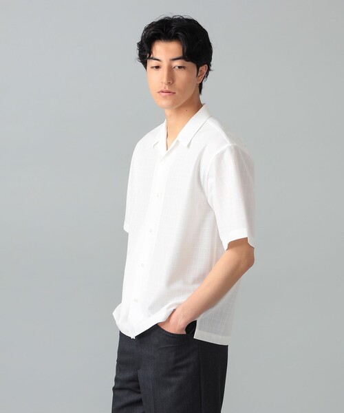 International Gallery BEAMS(インターナショナルギャラリービームス)の「QUATTROCCHI / シアー オープンカラー シャツ(シャツ/ブラウス・メンズ・ネイビー/ホワイト・MEDIUM/LARGE/SMALL)」の2枚目の写真