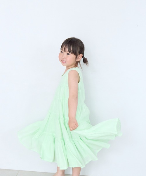 LOWRYS FARM(ローリーズファーム)の「ボイルティアードワンピース 664895(ワンピース・キッズ・オフホワイト/ブルー/ブラック/グリーン/パープル・110cm/120cm/130cm/140cm/150cm)」の1枚目の写真