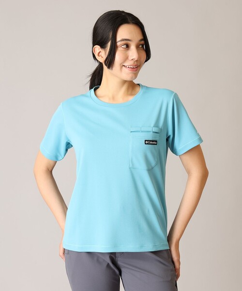 Columbia(コロンビア)の「UVカット Columbia/ マウンテンズアーコーリング ショートスリーブ Tシャツ /コロンビア(Tシャツ/カットソー・レディース・オフホワイト/ブルー/ブラック・M/L/S/XS/XL)」の3枚目の写真