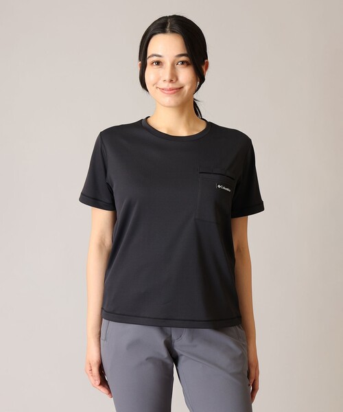Columbia(コロンビア)の「UVカット Columbia/ マウンテンズアーコーリング ショートスリーブ Tシャツ /コロンビア(Tシャツ/カットソー・レディース・オフホワイト/ブルー/ブラック・M/L/S/XS/XL)」の2枚目の写真