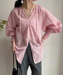 シャーリングカフチュニックブラウス
