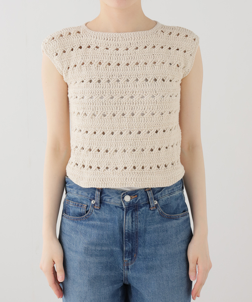 新品★ 【SEEALL/シーオール】 TOP ニットキャミソール SEEALL/シーオール HAND KNITTED ONE SHOULDER トップス（キャミソール